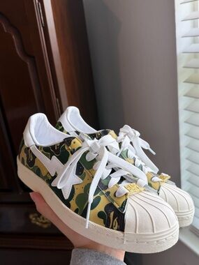 BAPE x adidas Superstar 80s Green Camo Sneakers | Men’s 6.5 / Women’s 8